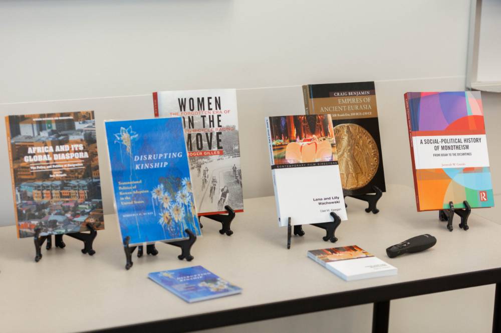 The six books that were featured at the event.